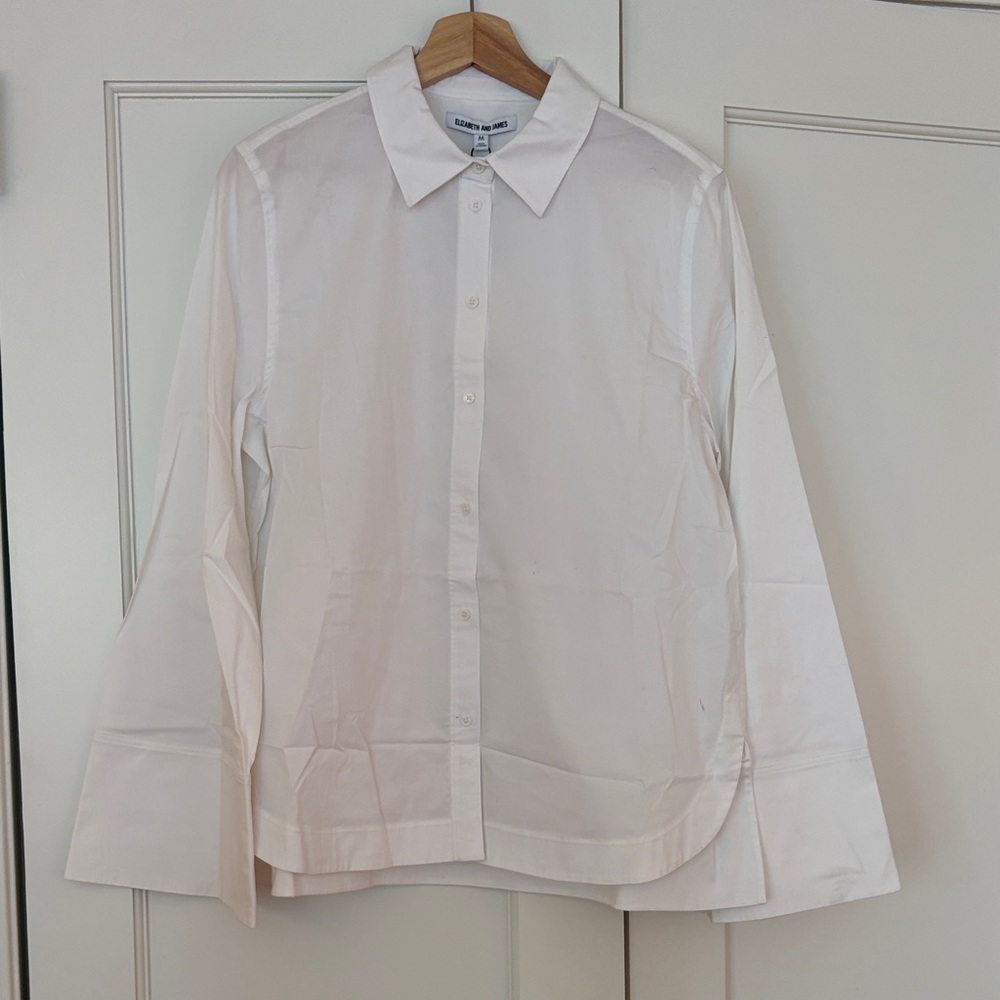 Elizabeth and James White Button-Front Blouse